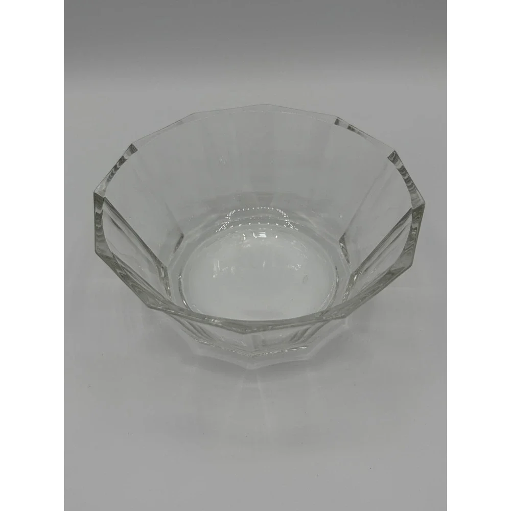 Bormioli Rocco Italy Clear Glass 12-Sided Dodecagon Paneled Serving Bowl
